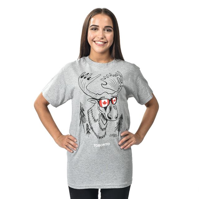 Funky Moose T-Shirt with Toronto Name Drop in Heather Gray - Unisex