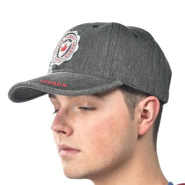 Canada Maple Leaf Raised Embroidery Cap - Dark Grey, Adjustable