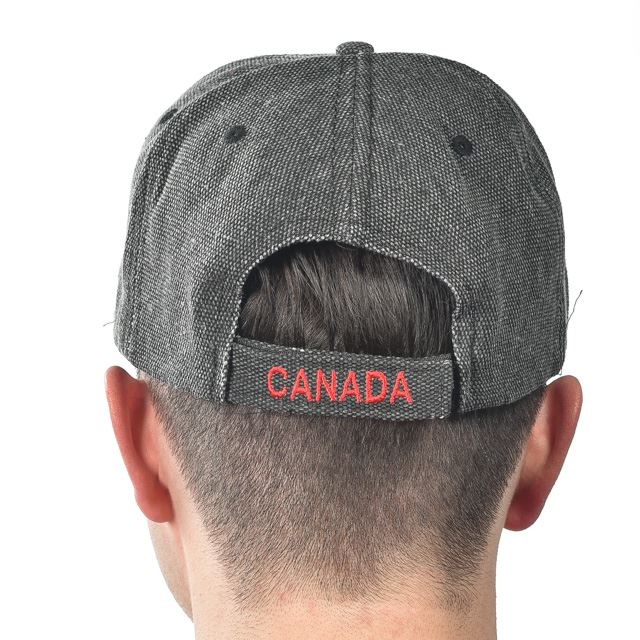 Canada Maple Leaf Raised Embroidery Cap - Dark Grey, Adjustable