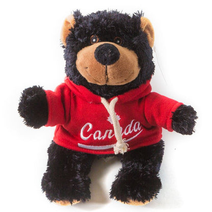 Canadian Black Bear Stuffed Animal in Red Hoodie - 9"