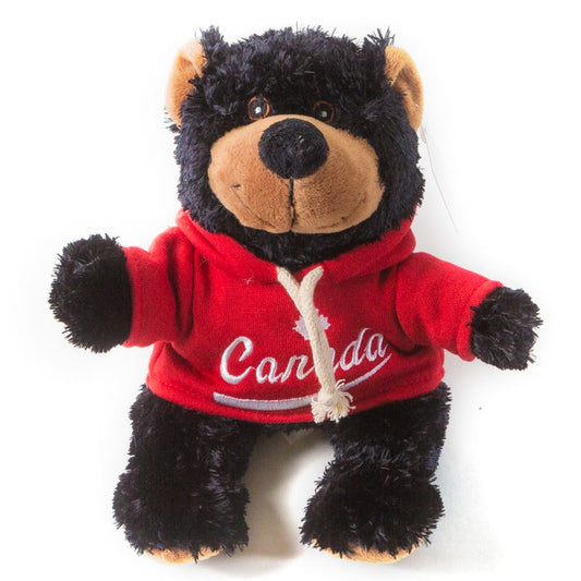 Canadian Black Bear Stuffed Animal in Red Hoodie - 9"