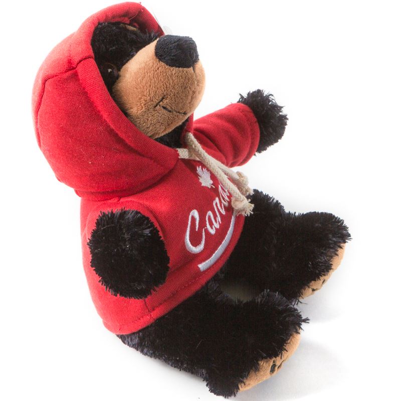 Canadian Black Bear Stuffed Animal in Red Hoodie - 9"