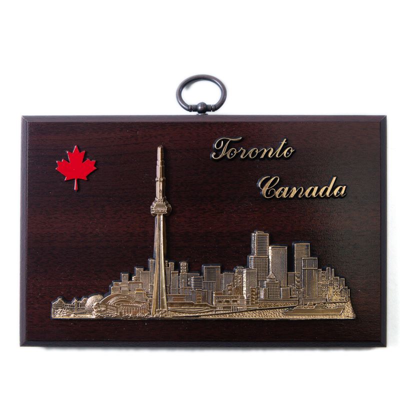 Toronto Skyline Wall Plaque - Cherry Finish - 6 x 4 inches