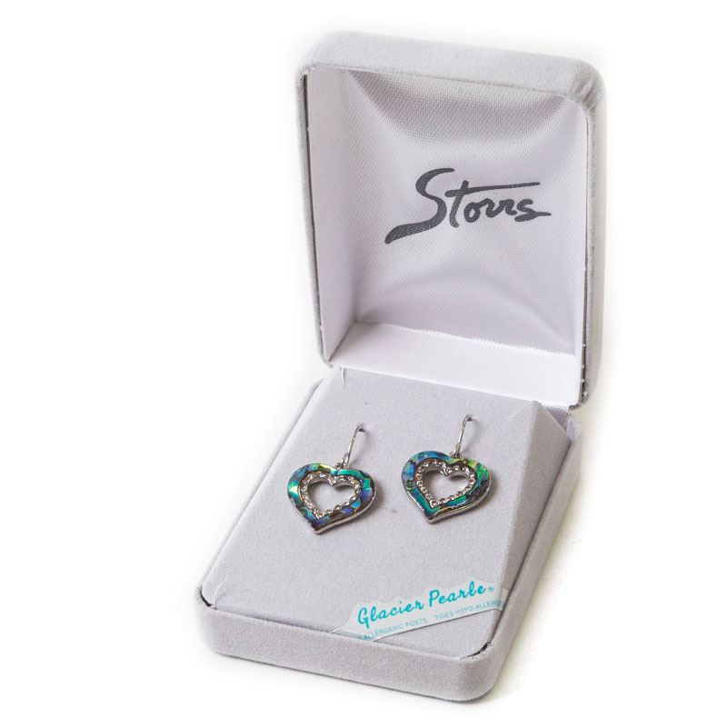 Glacier Pearle Abalone Earrings - Sparkle Heart