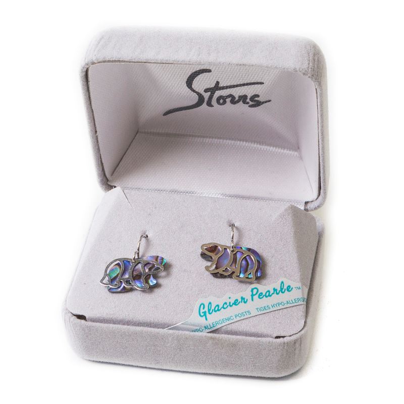 Glacier Pearle Abalone Earrings - Bear Filagree