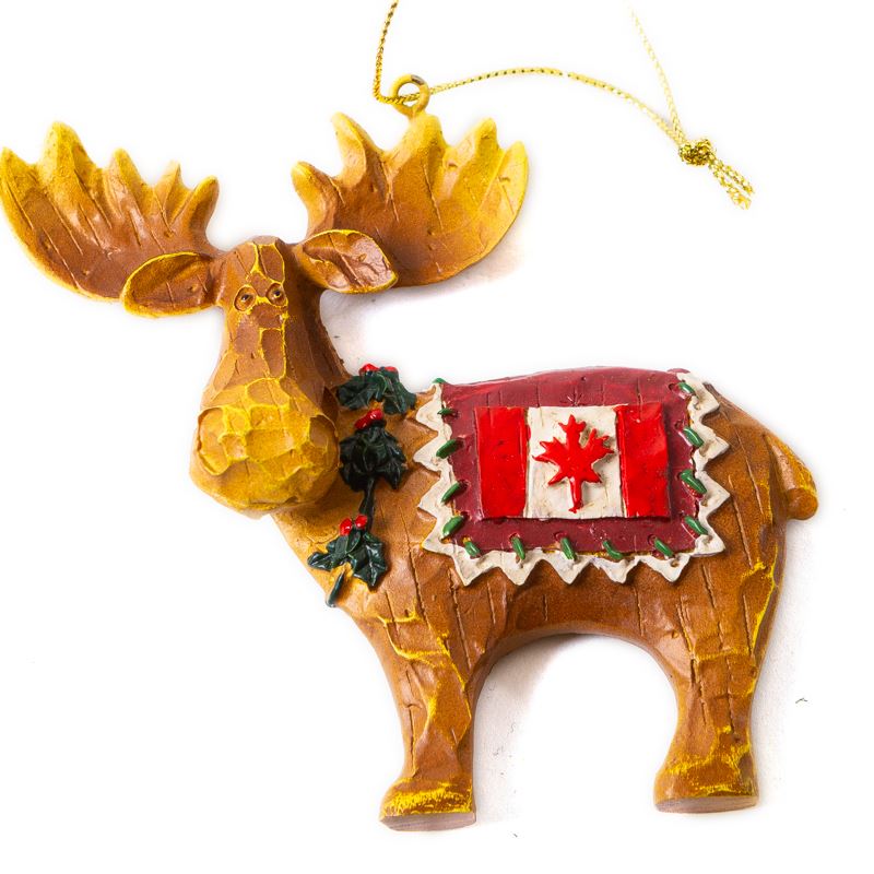 Moose with Canada Flag Ornament - Ceramic