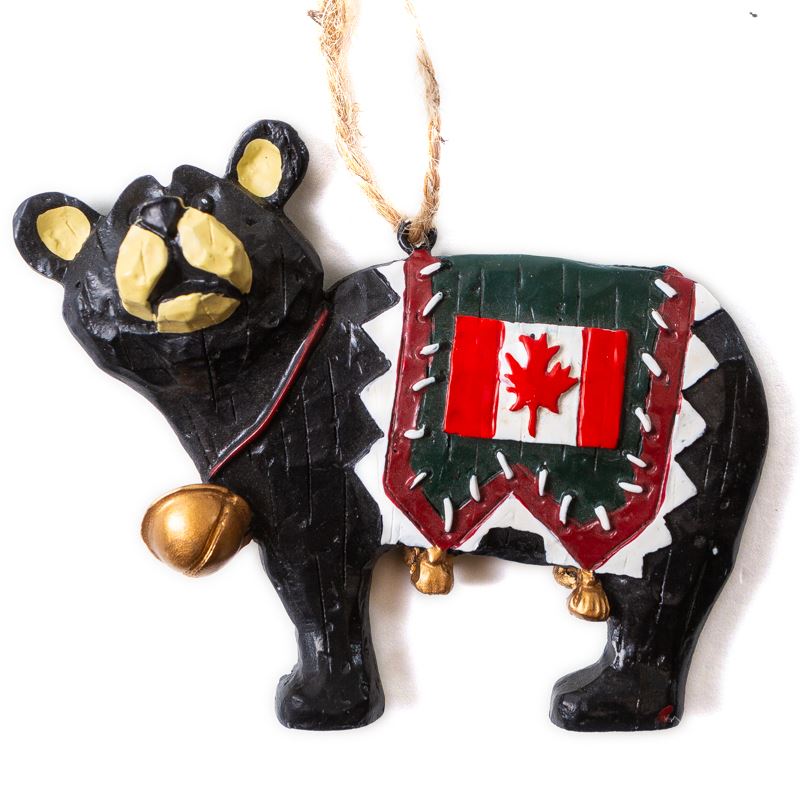 Black Bear with Canada Flag Ornament