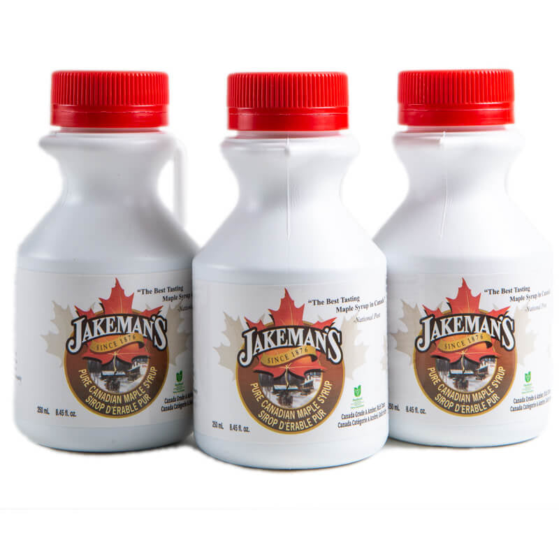 Jakeman's Pure Maple Syrup Canada Grade A Amber - 250ml x 3 pack Jug