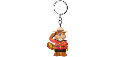 Canadian Wooden Keychain - RCMP Officer Beaver