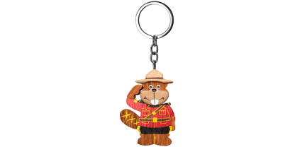 Canadian Wooden Keychain - RCMP Officer Beaver