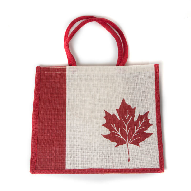 Canada Leaf White - Jute Bag