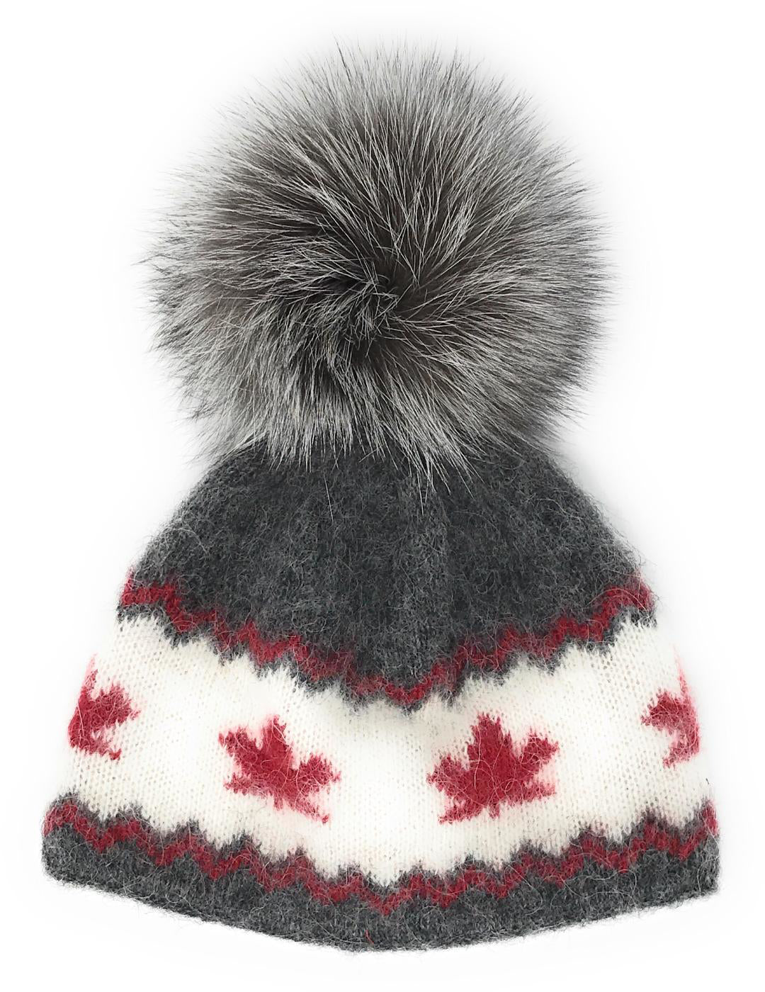 Made in Canada Wool Hat with Faux Pom-Pom - Dark Grey