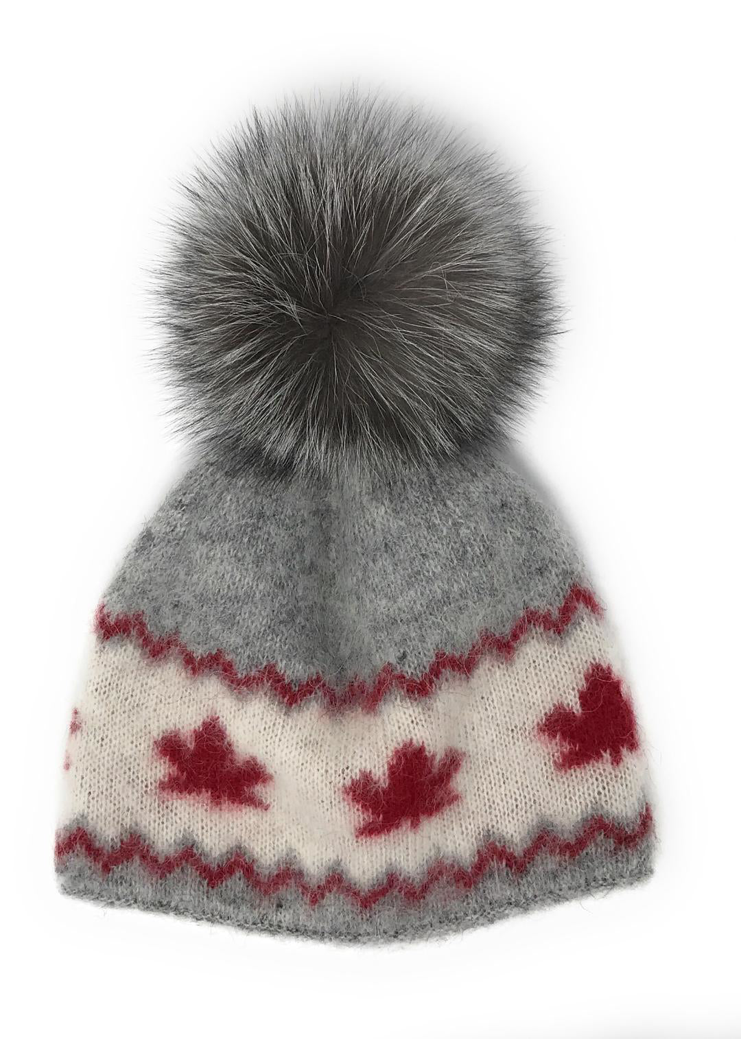 Made in Canada Wool Hat with Faux Pom-Pom - Light Grey