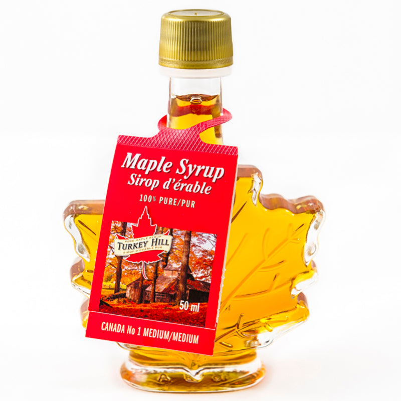 Turkey Hill Maple Syrup - Amber - Maple Leaf Glass Bottle - 50ml x 48 bottles - Quebec, Canada