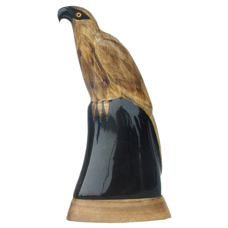 Hand Carved Buffalo Horn Sculpture - Eagle 9"