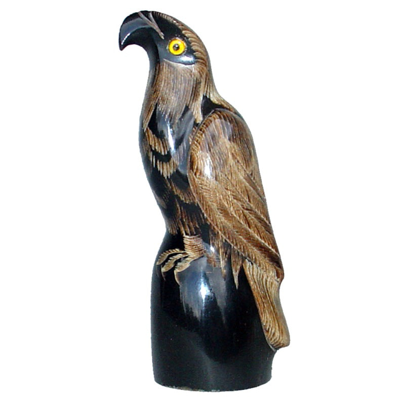 Hand Carved Buffalo Horn Sculpture - Eagle 2"