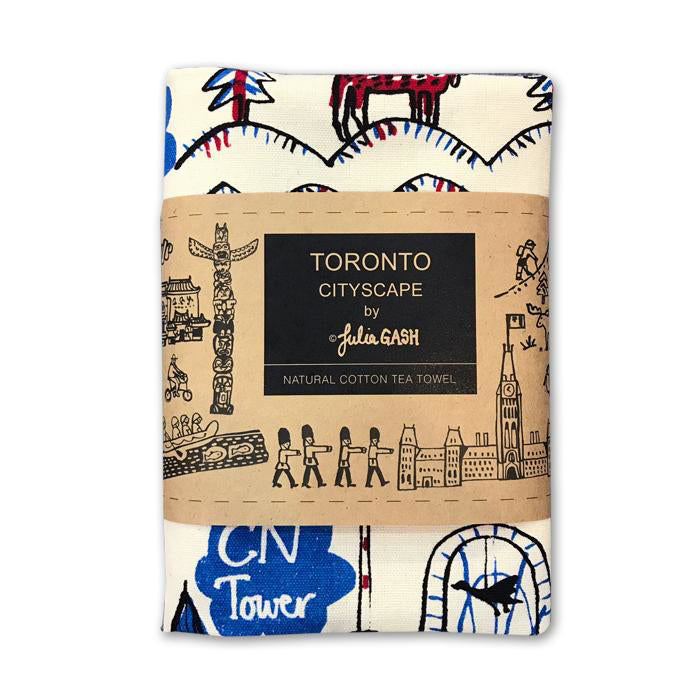 Toronto Iconic Illustrated Landmarks Tea Towel by Julia Gash