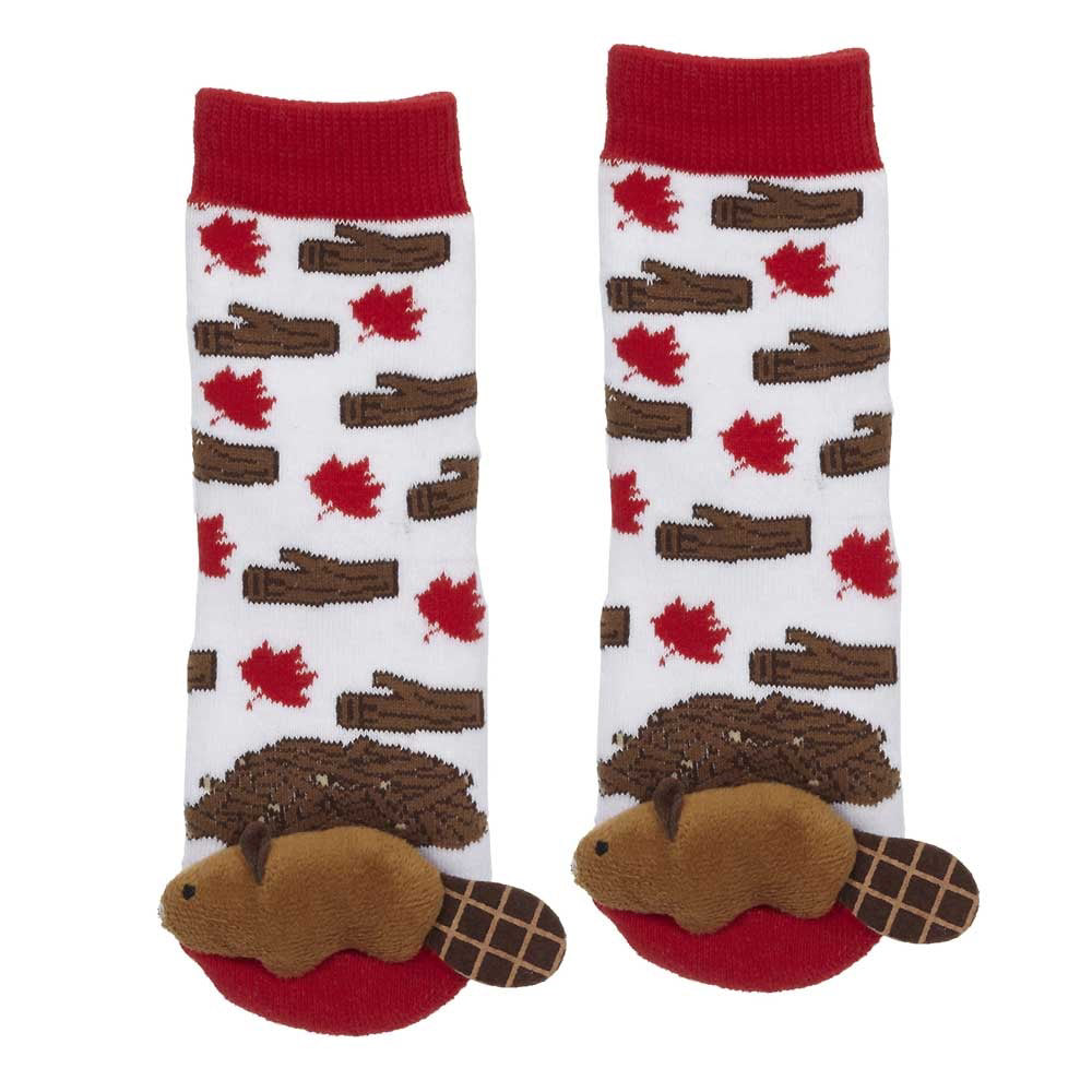 Lil' Traveller baby socks - Beaver with Maple Leaf for 6-48 months