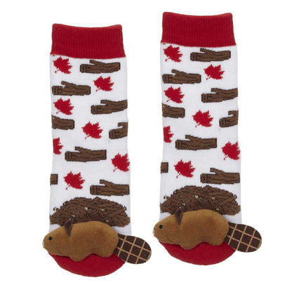 Lil' Traveller baby socks - Beaver with Maple Leaf for 6-48 months