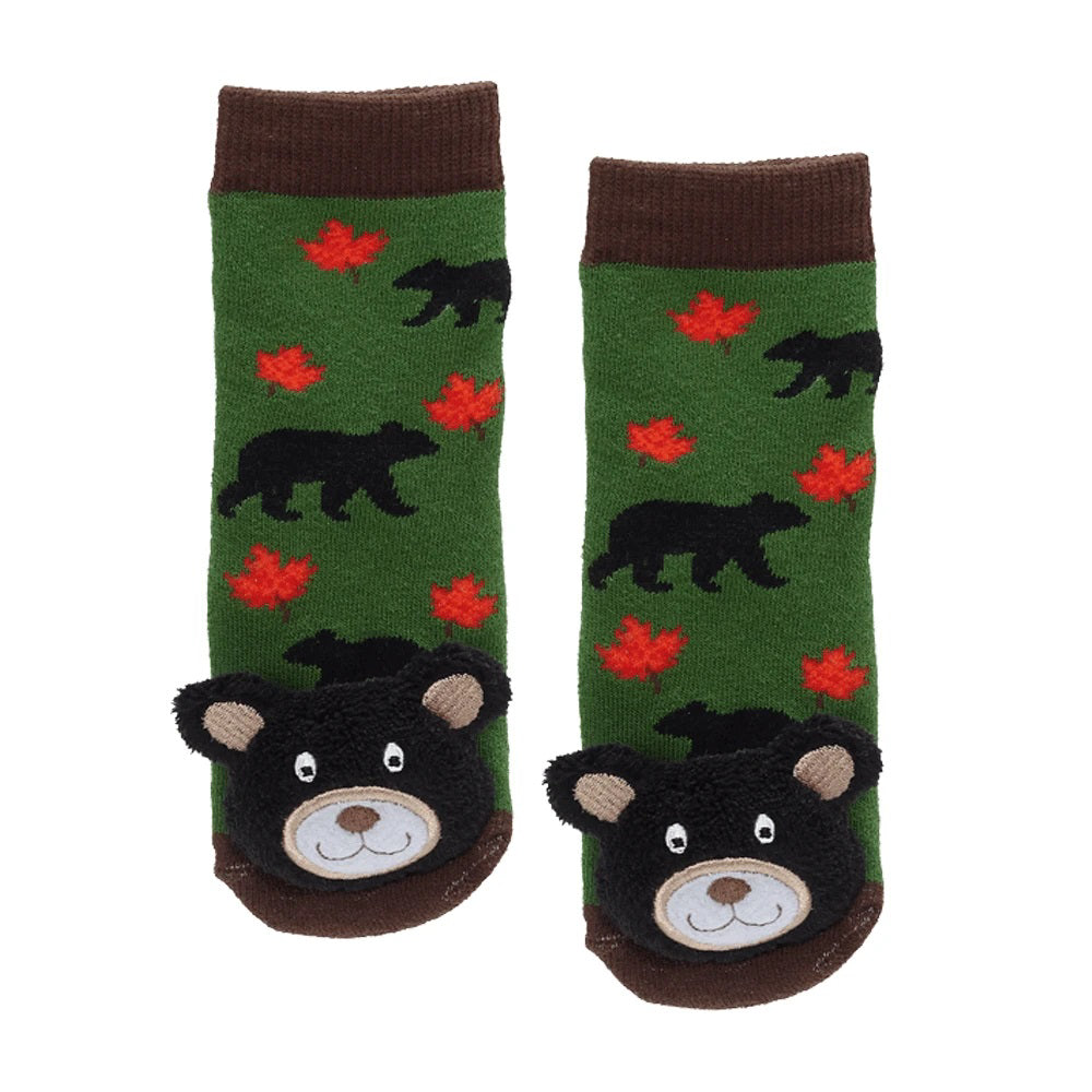 Lil' Traveller baby socks - Maple Leaf Black Bear