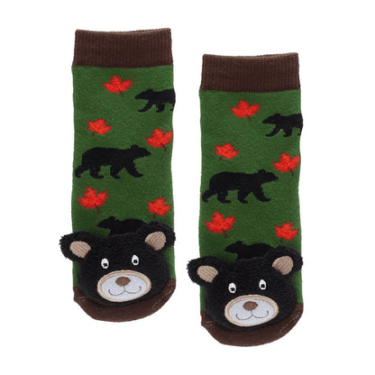 Lil' Traveller baby socks - Maple Leaf Black Bear