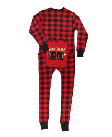 Bear Cheeks Adult Plaid Onesie Flapjack