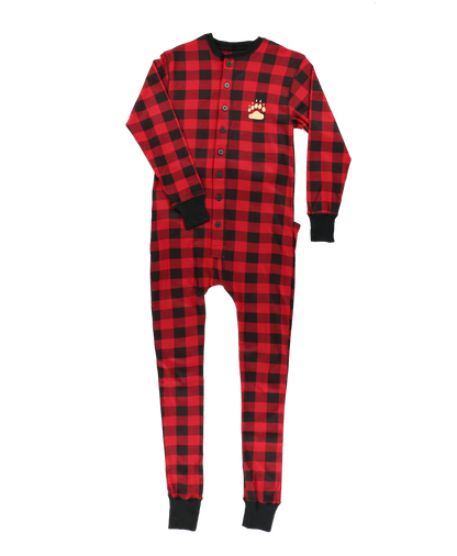 Bear Cheeks Adult Plaid Onesie Flapjack