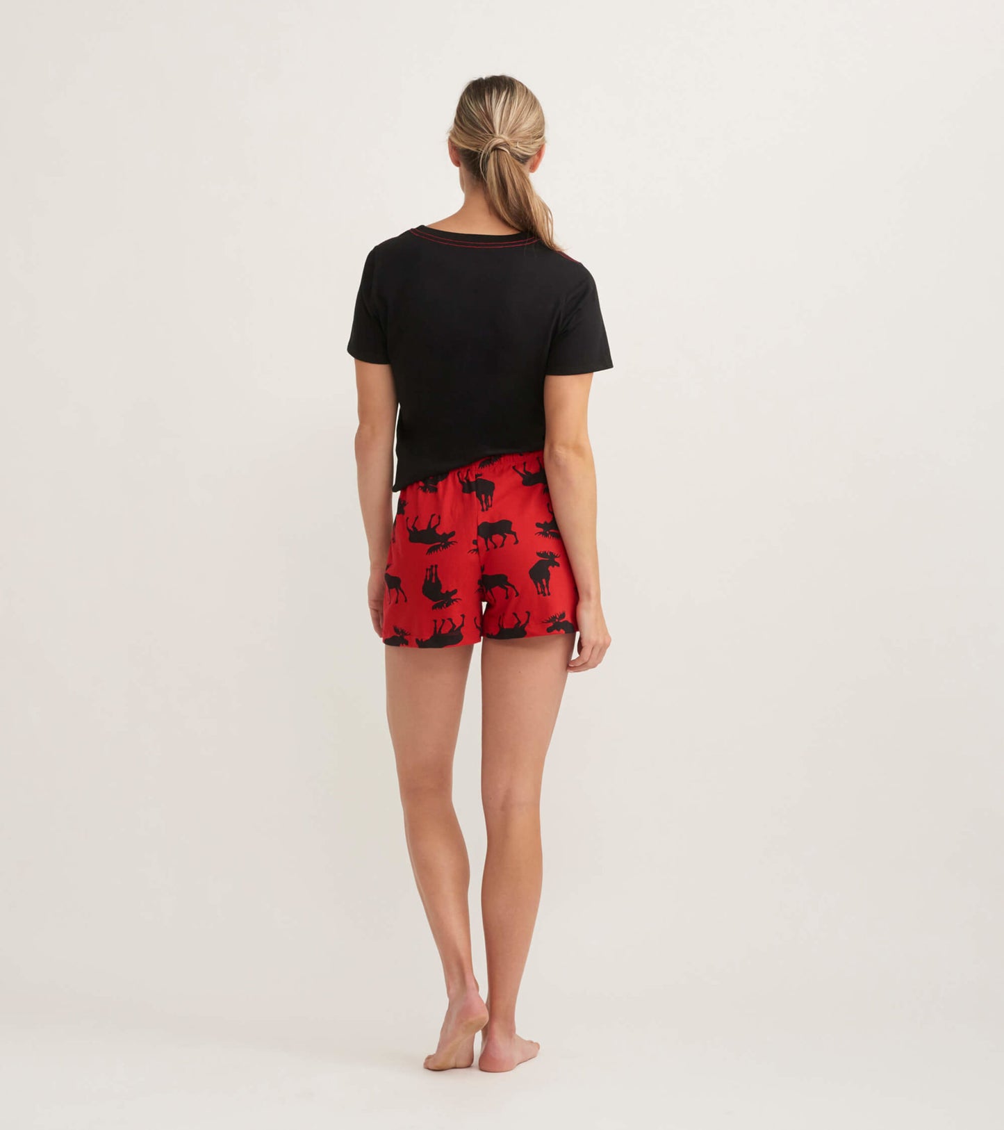 Moose on Red Women's Sleep Shorts