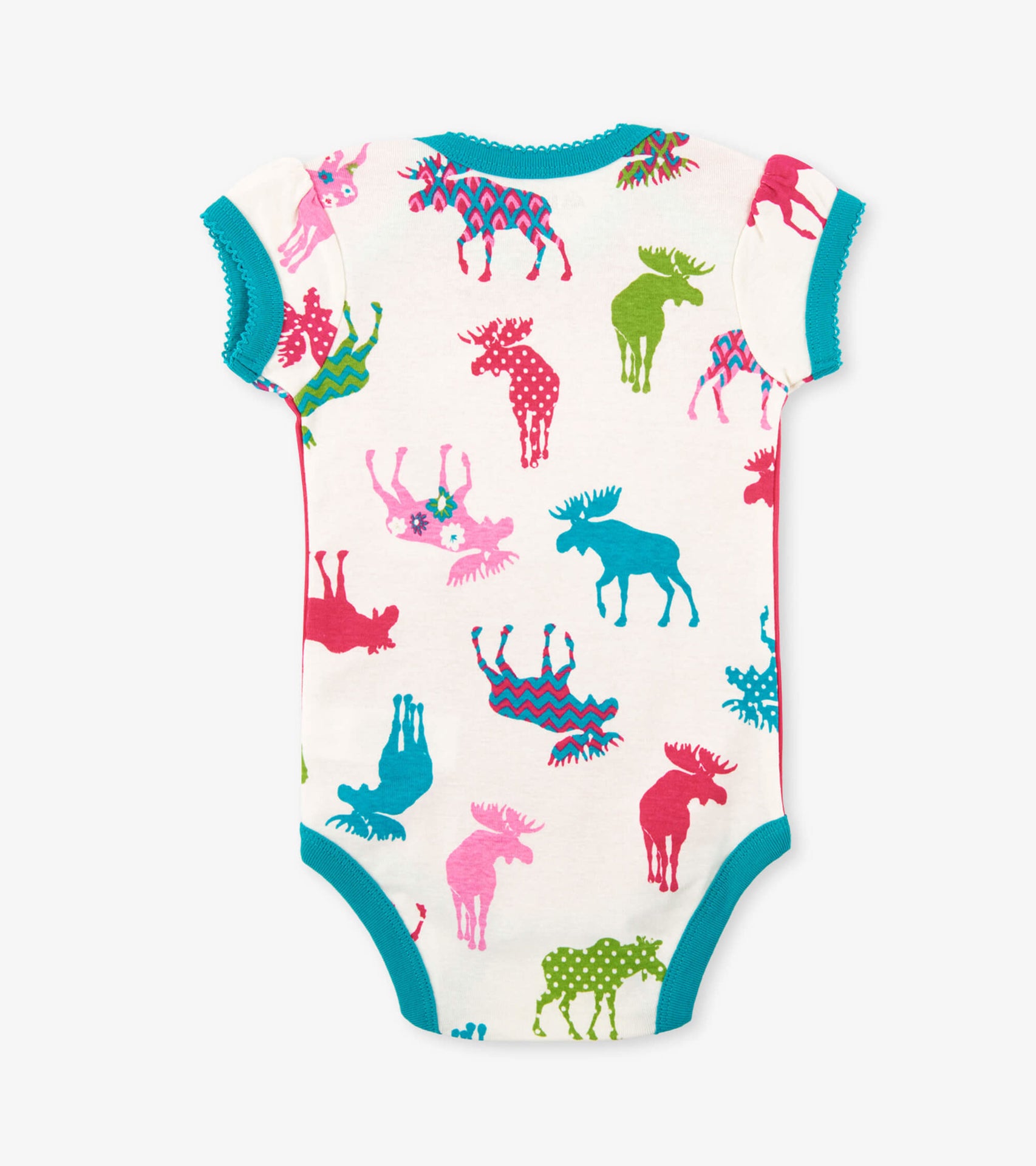 Patterned Moose on Red Baby Bodysuit with Hat