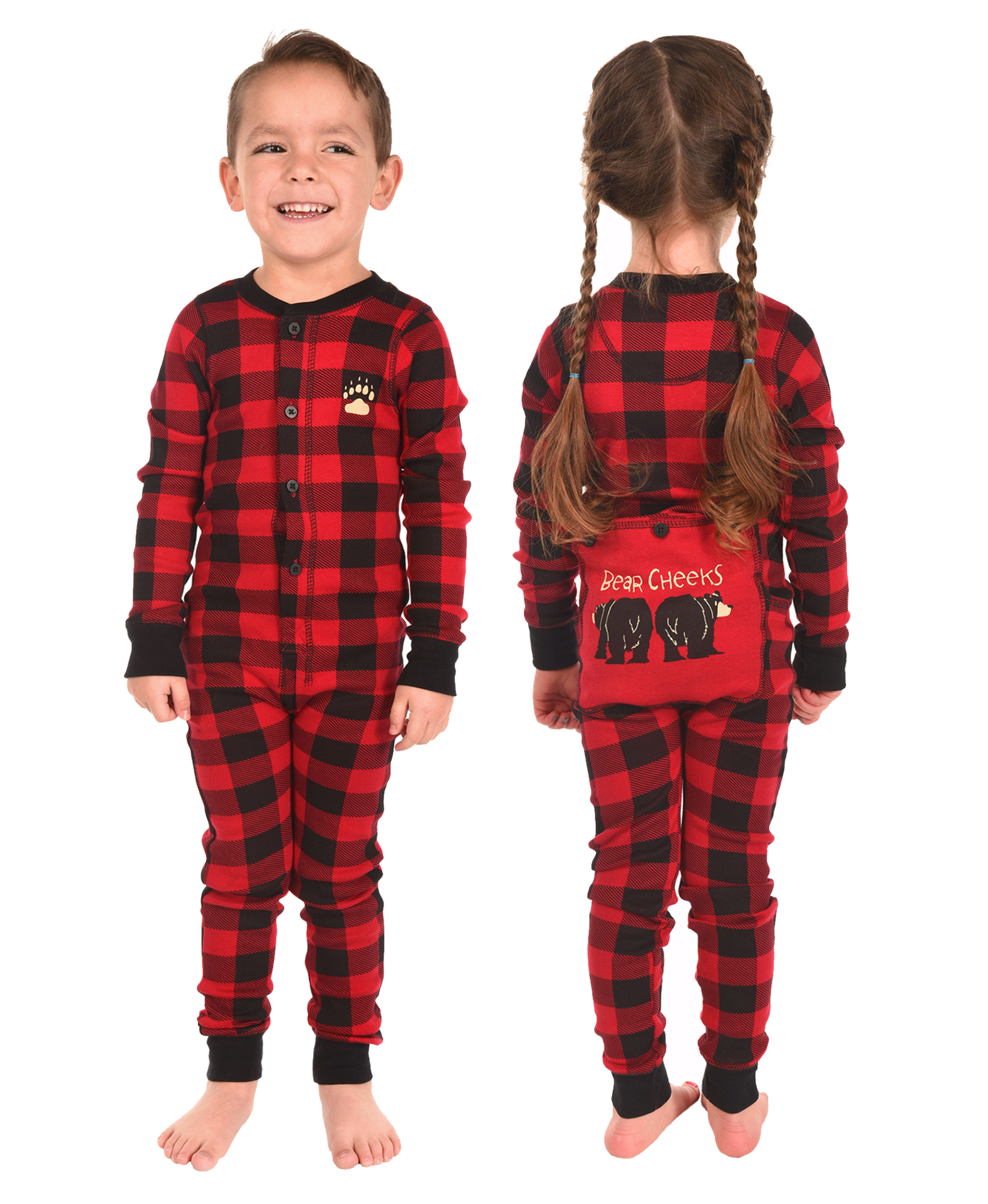 Bear Cheeks Kid & Youth Plaid Onesie Flapjack