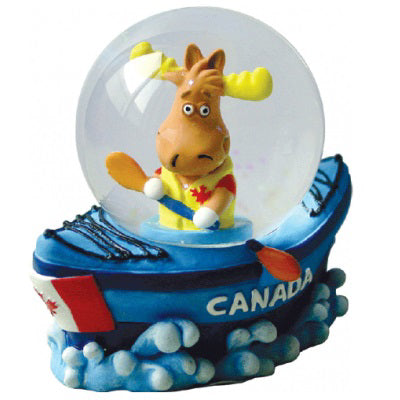 Canada Moose Canoe Snow Globe - Moose Rowing Boat - 55cm