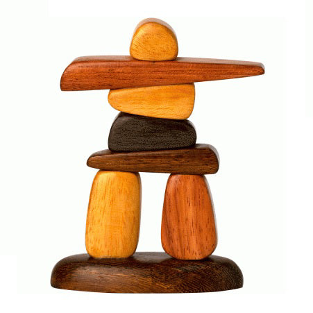 Wooden Figurine - Inukshuk - 5.5" Warm Tones