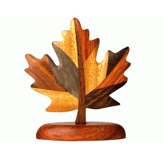 Wooden Figurine - Maple Leaf - 4.5" Warm Tones