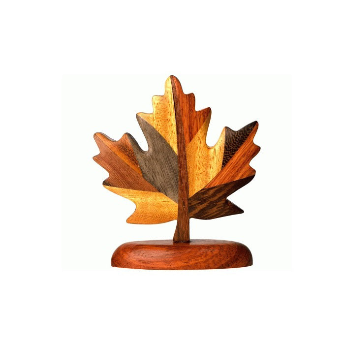 Wooden Figurine - Maple Leaf - 3.25" Warm Tones