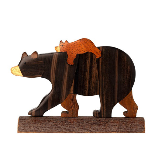 Wooden Figurine - Bear & Cub - 5"