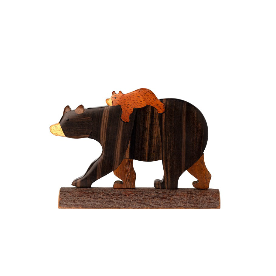 Wooden Figurine - Bear & Cub - 3"