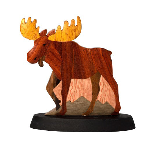 Wooden Figurine - Moose - 5" Warm Tones