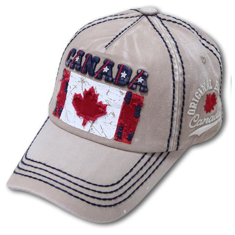 Canada Torn Flag Star Cap - Sand, Adjustable