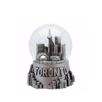 Toronto Silver Iconic Landmark Snow Globe - 45mm Polyresin