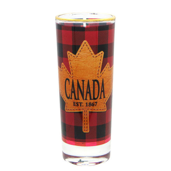 Plaid Canada Maple Leaf Shooter Glass