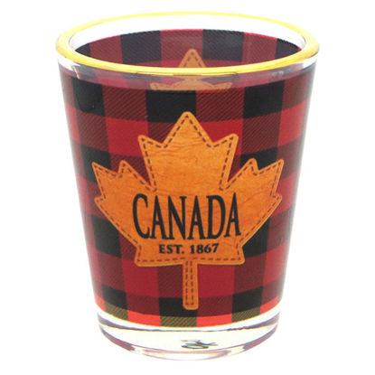 Plaid Canada Maple Leaf Shoter Glass