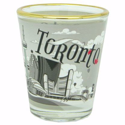 Shot Glass - Cartoon Toronto Cityview with Gold Rim