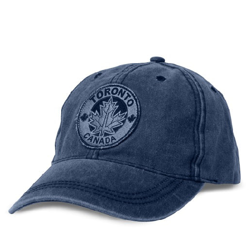 Toronto Cap with Maple Leaf - Washed Denim, Adjustable