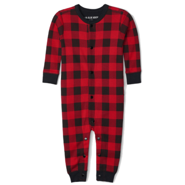 Moose On Plaid Baby Union Suit