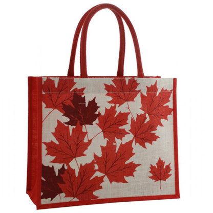 Red Maple Leaf Jute Bag