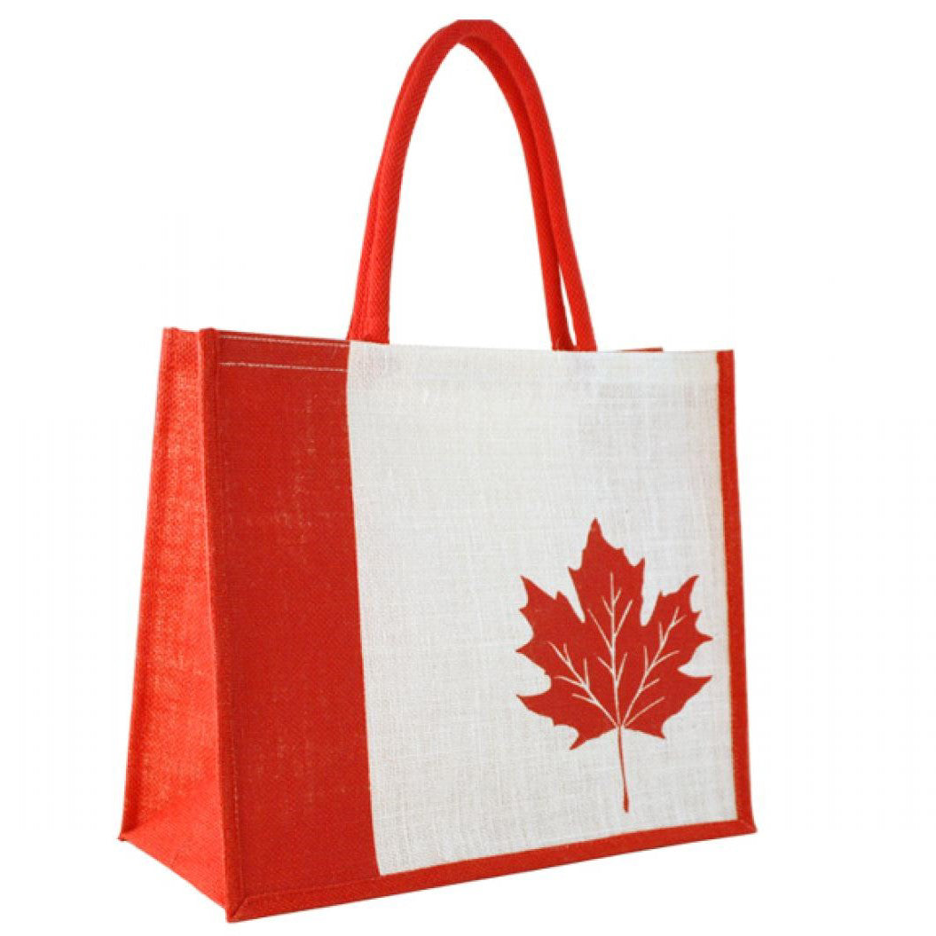 Canada Leaf White - Jute Bag