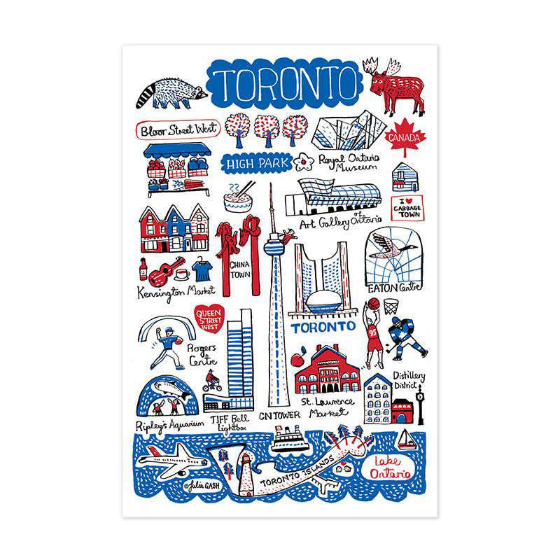 Toronto Iconic Illustrated Landmarks Postcard by Julia Gash