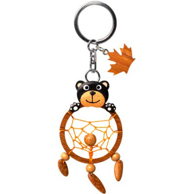 Canadian Wooden Keychain with Bear and Dream catcher