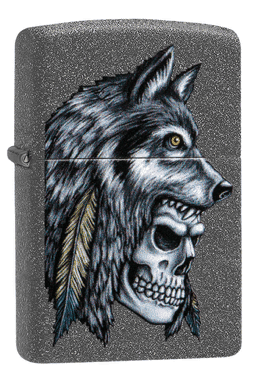 Zippo - Wolf Skull Feather Design