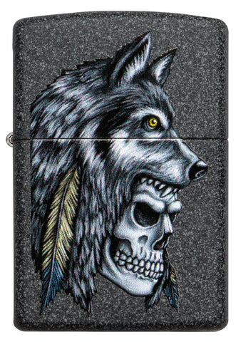 Zippo - Wolf Skull Feather Design